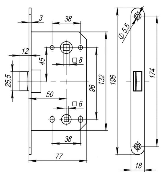 Міжкімнатний механізм USK WC 410B PVC 96*50 (Black) Чорний 2148 фото